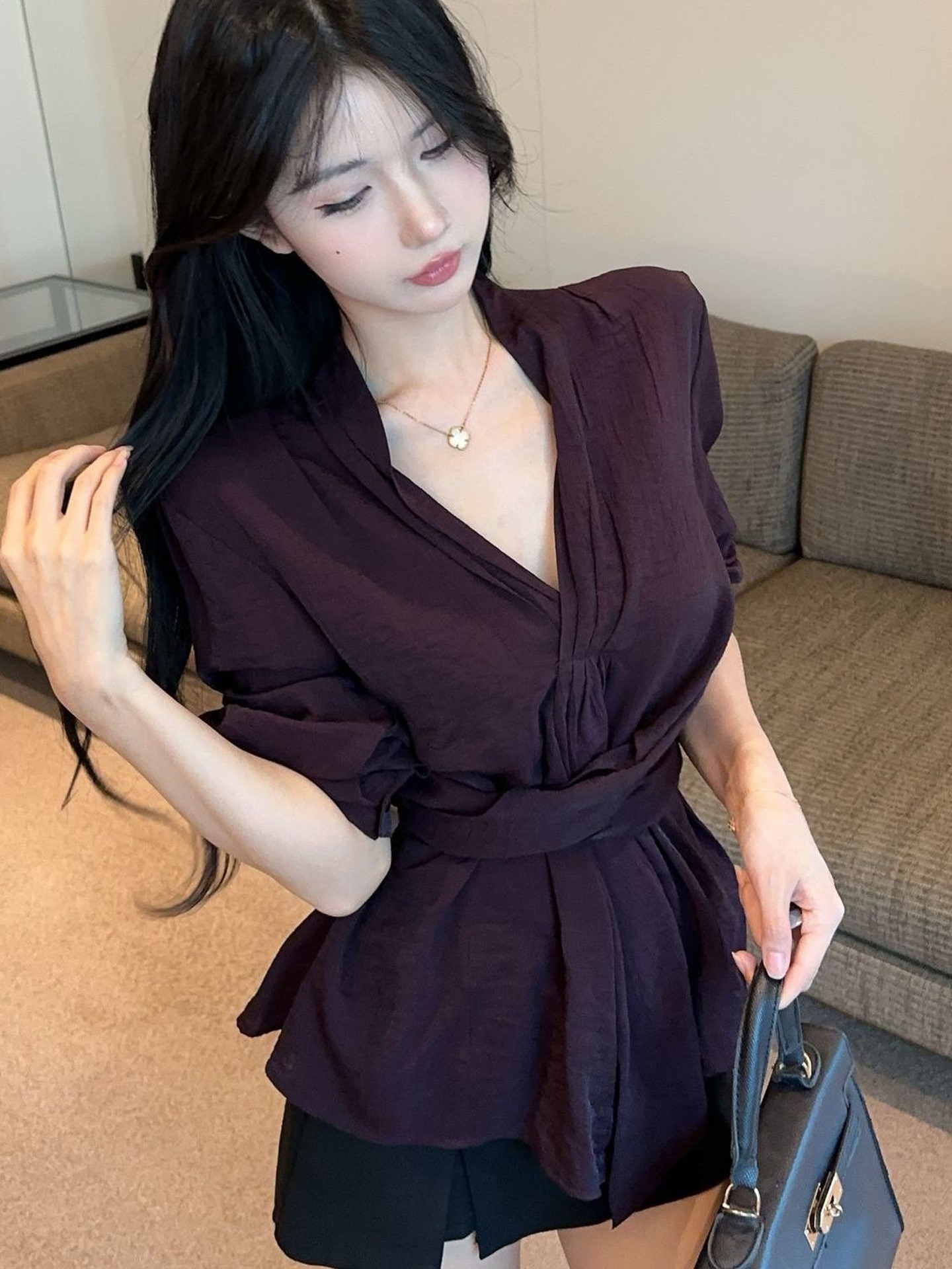 Slimming V-Neck Long Sleeve Wo - Crossfit Belt 评论和价格
